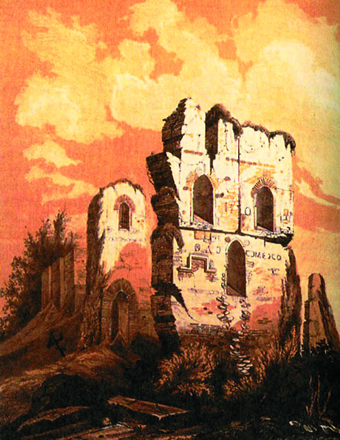 Руины Десятинной церкви. Акварель неизвестного художника. 1826 г.