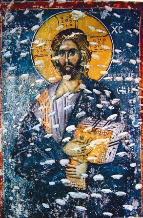 Христос - Хранитель Призрена. Фреска церкви Богородицы Левишки в Призрене.