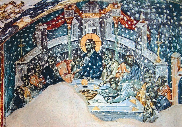 Тайная Вечеря. 1310 - 1313 годы. Церковь Богородицы Левишки в Призрене.