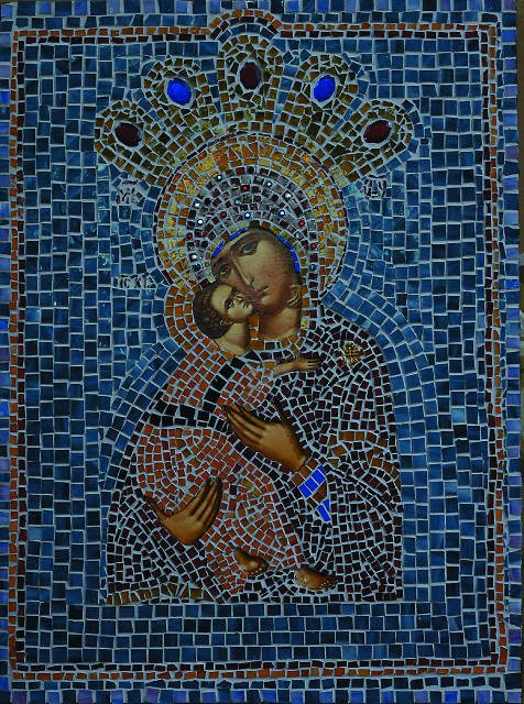 Мозаичная икона Богородицы