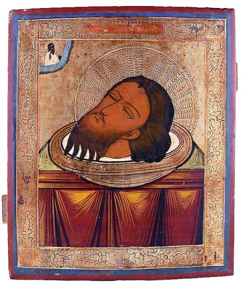 По древнерусскому обычаю об исцелении от головной боли молятся Иоанну Предтече